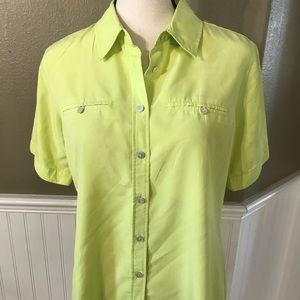 Neon Green/ Yellow Chico’s Button Down Top